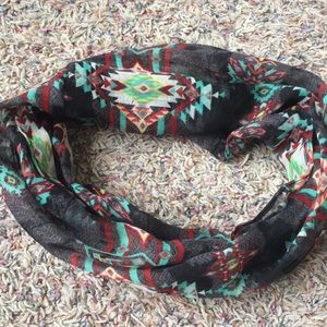 Never worn Aztec print infinity scarf